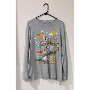 Disney Parks Mickey Mouse 4-Parks Map Long Sleeve Shirt Adult XL WDW
